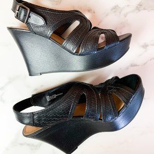 GIANNI BINI Black Leather Wedge Heel 7.5
